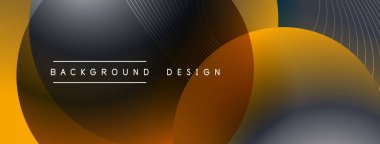 Gölgeli gradyan daireler. Vektör tekno soyut arka plan. Modern üstüste bindirme formları duvar kağıdı arkaplanı, tasarım şablonu