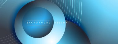 Gölgeli gradyan daireler. Vektör tekno soyut arka plan. Modern üstüste bindirme formları duvar kağıdı arkaplanı, tasarım şablonu