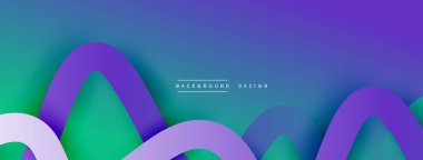 Gölge efektli dalga çizgisi olan soyut gradyan arkaplan. Geometrik bileşim. 3B gölge efektleri ve sıvı eğimleri