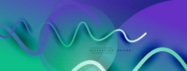 Gölge efektli dalga çizgisi olan soyut gradyan arkaplan. Geometrik bileşim. 3B gölge efektleri ve sıvı eğimleri