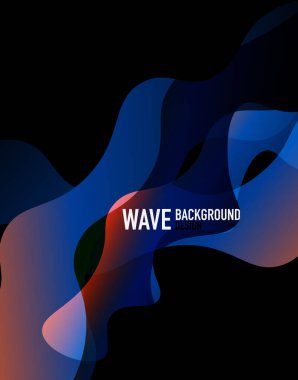 Dikey akışkan eğimli dalga soyut arkaplanı. Karanlıkta parlak renk dalgaları. Duvar Kağıdı, Sancak, Arkaplan, İniş Sayfası için Vektör İllüstrasyonu