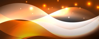 Parlak neon dalgalar, ışık çizgileri soyut arkaplan. Sihirli enerji ve hareket konsepti. Vektör duvar kağıdı şablonu