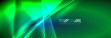 Neon dinamik ışınlar vektör soyut duvar kağıdı arka planı. Duvar kağıdı arkaplanı, iş ve teknoloji sunumları için tasarım şablonları, İnternet posterleri veya web broşürü kapakları