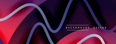 Gölge efektli dalga çizgisi olan soyut gradyan arkaplan. Geometrik bileşim. 3B gölge efektleri ve sıvı eğimleri