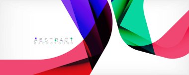 Asgari soyut arkaplan - beyaz üzerine gölge çizgileri ile örtüşen renk şekilleri. Duvar Kağıdı, Sancak, Arkaplan, İniş Sayfası için Vektör İllüstrasyonu