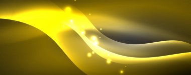 Parlak neon dalgalar, ışık çizgileri soyut arkaplan. Sihirli enerji ve hareket konsepti. Vektör duvar kağıdı şablonu