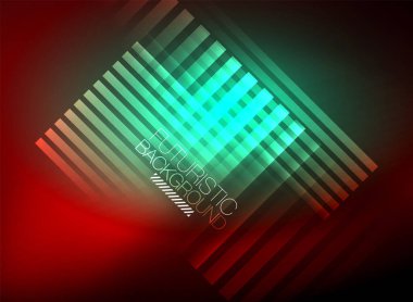 Parlak neon rengi tekno soyut arkaplan, koyu arkaplanda parlak neon çizgiler