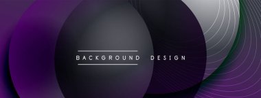 Gölgeli gradyan daireler. Vektör tekno soyut arka plan. Modern üstüste bindirme formları duvar kağıdı arkaplanı, tasarım şablonu