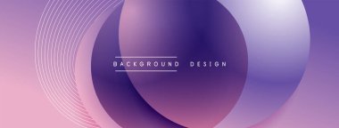 Gölgeli gradyan daireler. Vektör tekno soyut arka plan. Modern üstüste bindirme formları duvar kağıdı arkaplanı, tasarım şablonu