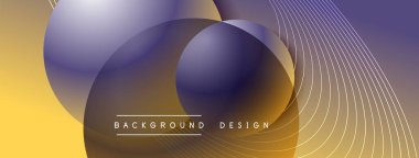 Gölgeli gradyan daireler. Vektör tekno soyut arka plan. Modern üstüste bindirme formları duvar kağıdı arkaplanı, tasarım şablonu