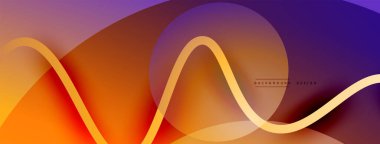 Gölge efektli dalga çizgisi olan soyut gradyan arkaplan. Geometrik bileşim. 3B gölge efektleri ve sıvı eğimleri