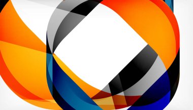 Üst üste binen dalgalarla soyut kare şekil, minimum geometrik arkaplan. Duvar Kağıdı, Sancak, Arkaplan, İniş Sayfası için Vektör İllüstrasyonu