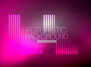Parlak neon rengi tekno soyut arkaplan, koyu arkaplanda parlak neon çizgiler