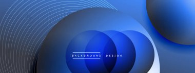 Gölgeli gradyan daireler. Vektör tekno soyut arka plan. Modern üstüste bindirme formları duvar kağıdı arkaplanı, tasarım şablonu