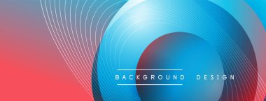 Gölgeli gradyan daireler. Vektör tekno soyut arka plan. Modern üstüste bindirme formları duvar kağıdı arkaplanı, tasarım şablonu