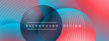 Gölgeli gradyan daireler. Vektör tekno soyut arka plan. Modern üstüste bindirme formları duvar kağıdı arkaplanı, tasarım şablonu