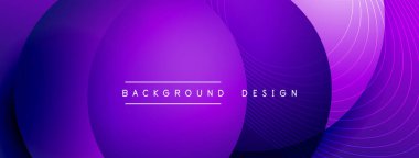 Gölgeli gradyan daireler. Vektör tekno soyut arka plan. Modern üstüste bindirme formları duvar kağıdı arkaplanı, tasarım şablonu