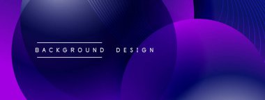 Gölgeli gradyan daireler. Vektör tekno soyut arka plan. Modern üstüste bindirme formları duvar kağıdı arkaplanı, tasarım şablonu