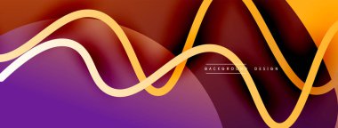 Gölge efektli dalga çizgisi olan soyut gradyan arkaplan. Geometrik bileşim. 3B gölge efektleri ve sıvı eğimleri