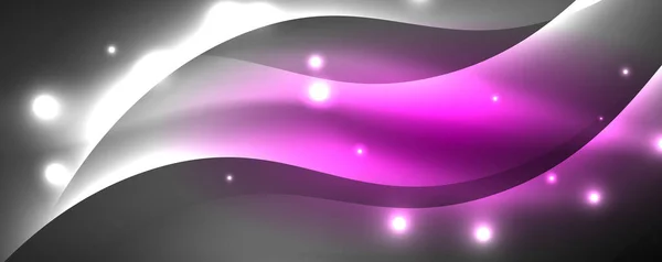 闪亮的霓虹灯波,光谱线抽象的背景.魔法能量和运动的概念。矢量壁纸模板 — 图库矢量图片