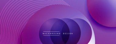 Gölgeli gradyan daireler. Vektör tekno soyut arka plan. Modern üstüste bindirme formları duvar kağıdı arkaplanı, tasarım şablonu