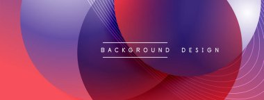 Gölgeli gradyan daireler. Vektör tekno soyut arka plan. Modern üstüste bindirme formları duvar kağıdı arkaplanı, tasarım şablonu