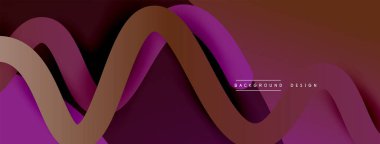 Gölge efektli dalga çizgisi olan soyut gradyan arkaplan. Geometrik bileşim. 3B gölge efektleri ve sıvı eğimleri