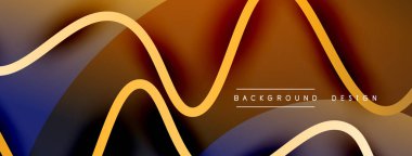 Gölge efektli dalga çizgisi olan soyut gradyan arkaplan. Geometrik bileşim. 3B gölge efektleri ve sıvı eğimleri