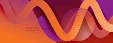 Gölge efektli dalga çizgisi olan soyut gradyan arkaplan. Geometrik bileşim. 3B gölge efektleri ve sıvı eğimleri