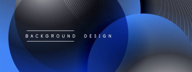 Gölgeli gradyan daireler. Vektör tekno soyut arka plan. Modern üstüste bindirme formları duvar kağıdı arkaplanı, tasarım şablonu