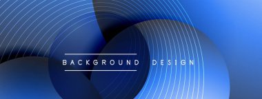 Gölgeli gradyan daireler. Vektör tekno soyut arka plan. Modern üstüste bindirme formları duvar kağıdı arkaplanı, tasarım şablonu