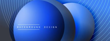 Gölgeli gradyan daireler. Vektör tekno soyut arka plan. Modern üstüste bindirme formları duvar kağıdı arkaplanı, tasarım şablonu