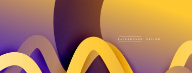 Gölge efektli dalga çizgisi olan soyut gradyan arkaplan. Geometrik bileşim. 3B gölge efektleri ve sıvı eğimleri