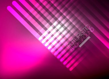 Parlak neon rengi tekno soyut arkaplan, koyu arkaplanda parlak neon çizgiler