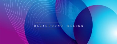 Gölgeli gradyan daireler. Vektör tekno soyut arka plan. Modern üstüste bindirme formları duvar kağıdı arkaplanı, tasarım şablonu