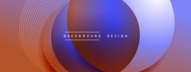 Gölgeli gradyan daireler. Vektör tekno soyut arka plan. Modern üstüste bindirme formları duvar kağıdı arkaplanı, tasarım şablonu