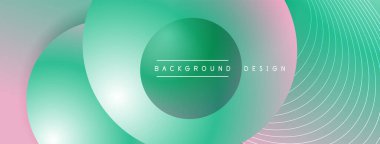 Gölgeli gradyan daireler. Vektör tekno soyut arka plan. Modern üstüste bindirme formları duvar kağıdı arkaplanı, tasarım şablonu