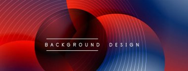 Gölgeli gradyan daireler. Vektör tekno soyut arka plan. Modern üstüste bindirme formları duvar kağıdı arkaplanı, tasarım şablonu