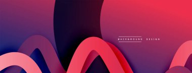 Gölge efektli dalga çizgisi olan soyut gradyan arkaplan. Geometrik bileşim. 3B gölge efektleri ve sıvı eğimleri