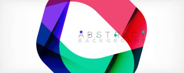 Asgari soyut arkaplan - beyaz üzerine gölge çizgileri ile örtüşen renk şekilleri. Duvar Kağıdı, Sancak, Arkaplan, İniş Sayfası için Vektör İllüstrasyonu