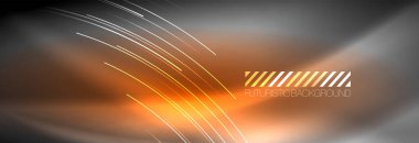 Neon parlayan çizgiler, sihirli enerji ve ışık hareketi arka planı. Vektör duvar kağıdı şablonu