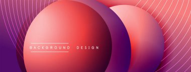 Gölgeli gradyan daireler. Vektör tekno soyut arka plan. Modern üstüste bindirme formları duvar kağıdı arkaplanı, tasarım şablonu