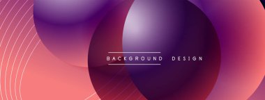 Gölgeli gradyan daireler. Vektör tekno soyut arka plan. Modern üstüste bindirme formları duvar kağıdı arkaplanı, tasarım şablonu