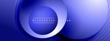 Gölgeli gradyan daireler. Vektör tekno soyut arka plan. Modern üstüste bindirme formları duvar kağıdı arkaplanı, tasarım şablonu