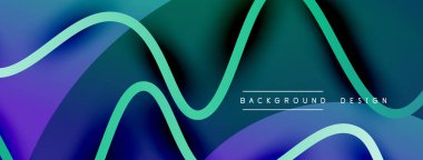 Gölge efektli dalga çizgisi olan soyut gradyan arkaplan. Geometrik bileşim. 3B gölge efektleri ve sıvı eğimleri