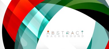 Geometrik soyut arkaplan. Üst üste binen renk şekilleriyle çember oluşturuldu. Duvar Kağıdı, Sancak, Arkaplan, İniş Sayfası için Vektör İllüstrasyonu