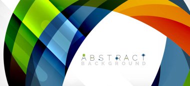 Geometrik soyut arkaplan. Üst üste binen renk şekilleriyle çember oluşturuldu. Duvar Kağıdı, Sancak, Arkaplan, İniş Sayfası için Vektör İllüstrasyonu