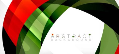 Geometrik soyut arkaplan. Üst üste binen renk şekilleriyle çember oluşturuldu. Duvar Kağıdı, Sancak, Arkaplan, İniş Sayfası için Vektör İllüstrasyonu