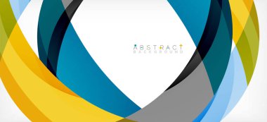 Geometrik soyut arkaplan. Üst üste binen renk şekilleriyle çember oluşturuldu. Duvar Kağıdı, Sancak, Arkaplan, İniş Sayfası için Vektör İllüstrasyonu