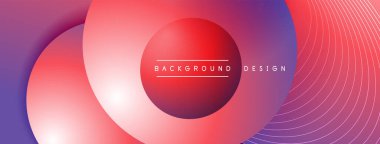 Gölgeli gradyan daireler. Vektör tekno soyut arka plan. Modern üstüste bindirme formları duvar kağıdı arkaplanı, tasarım şablonu